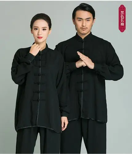 武农 棉麻太极服男女夏装练功服晨练太极拳服装金丝绒武术服 亚麻色