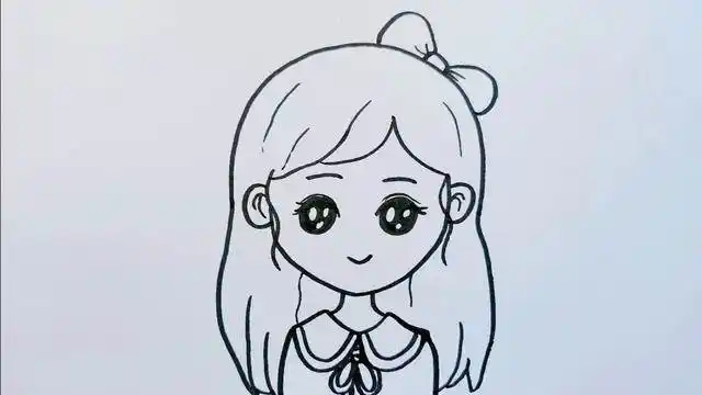 小女孩简笔画画法图解(8)