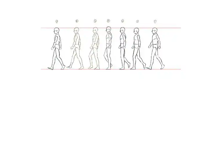 侧面走路逐帧分解———————————————————正面走路逐