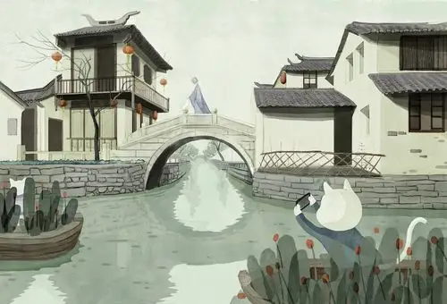 周庄明信片|插画|商业插画|陈现 - 原创作品 - 站酷 (zcool)