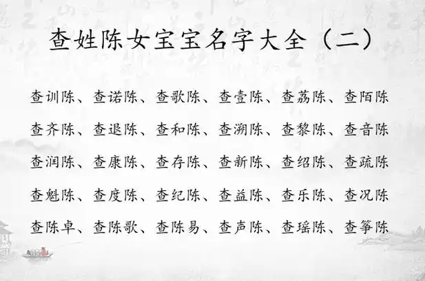 查姓陈女宝宝名字大全 查陈取名聚财女孩名字的寓意_有才起名网