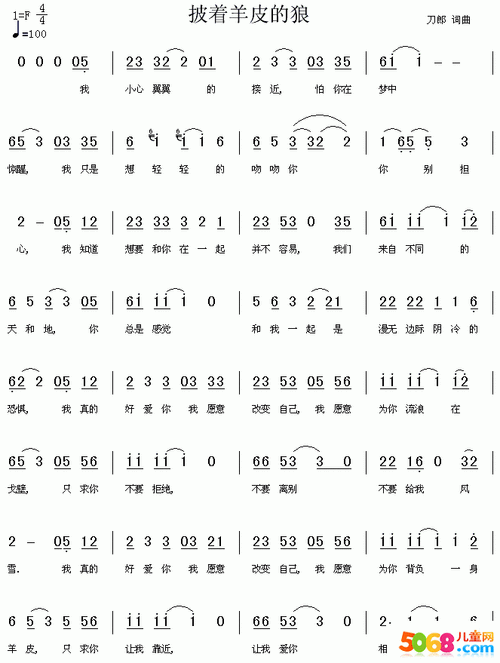 刀郎《披着羊皮的狼》简谱