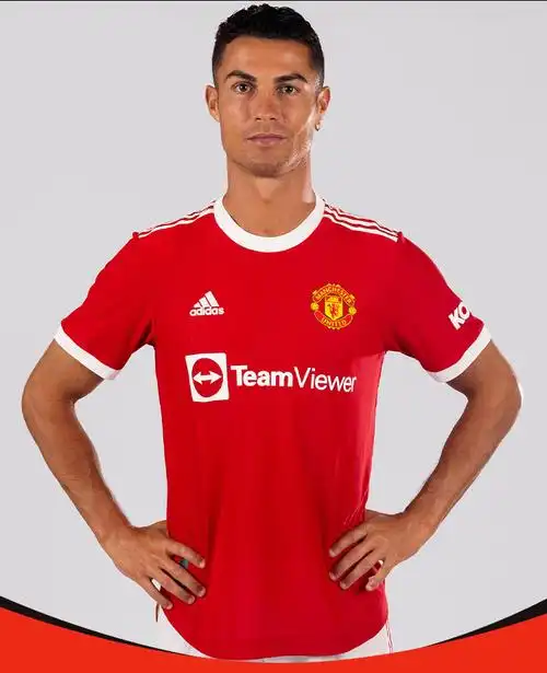 sfs阿迪达斯正版 21-22曼联主场球员版球衣 短袖c罗足球服 h31090