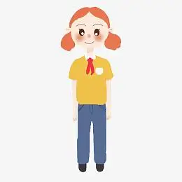 胸前带着红领巾立正站立的小学生淄