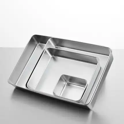 304不锈钢方盘快餐卤水装菜加厚