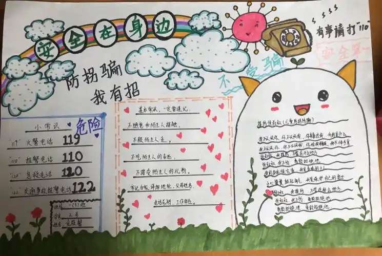 一5班防拐骗手抄报