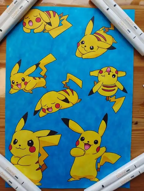 皮卡丘手绘附原图