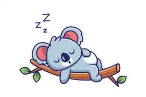 树枝上睡着的考拉插图(树枝,考拉,睡觉,动物,卡通)儿童插图_北极熊