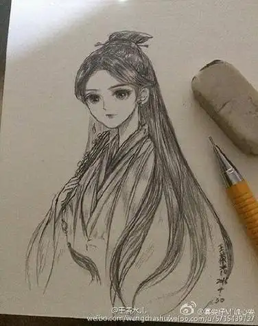 杨幂白浅简笔画儿童画