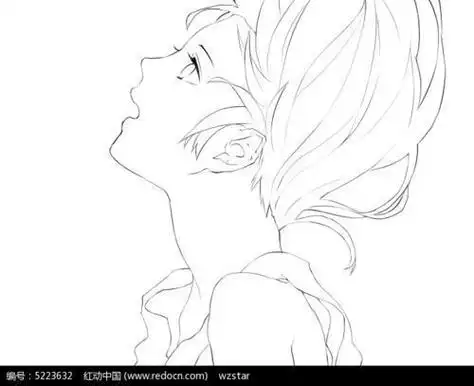 小女孩仰头简笔画