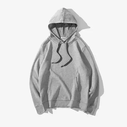 秋冬款连帽打底情侣装加绒加厚潮牌潮流宽松套头帽衫纯色卫衣男士