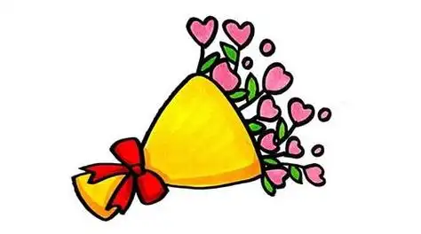 一束花简笔画彩色儿童