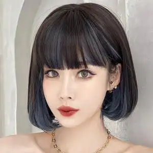 假发短发女夏季酷短款减龄仿真波波头自然学生蓝色化疗后女士网红