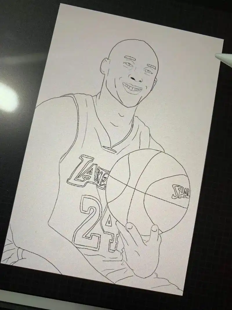 人物肖像 #绘画 #kobe  - 抖音