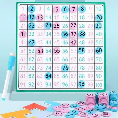 启蒙数字卡片1到100磁性百数板幼儿园小学积木早教玩具数学儿童