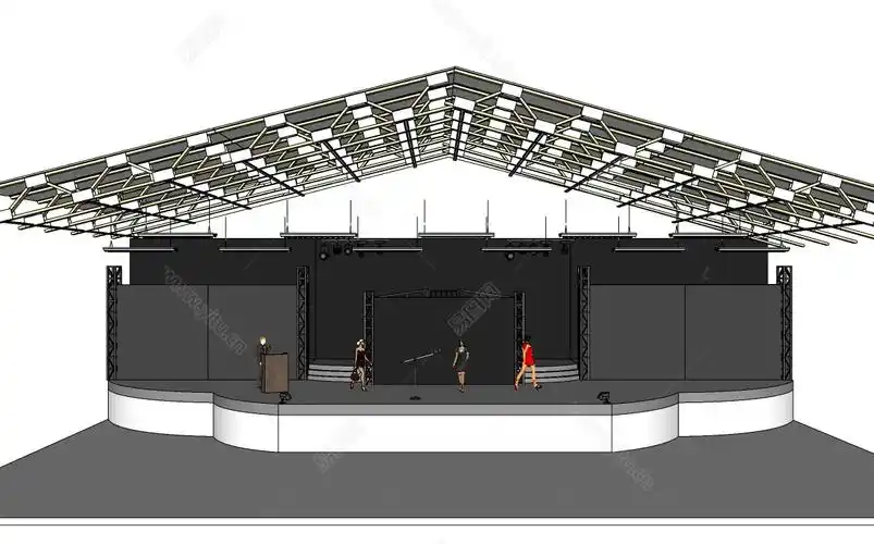 现代舞台草图大师模型,舞台su模型下载