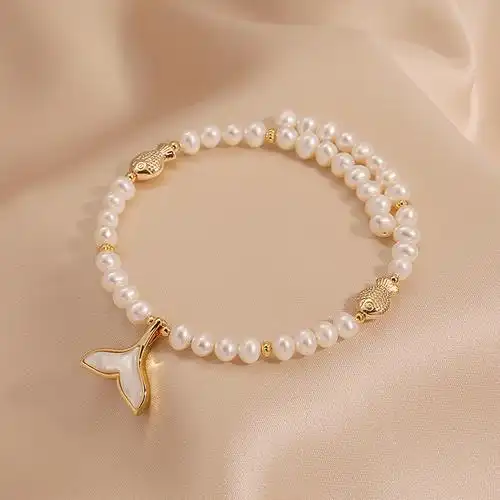 何先小众首饰年轻设计简约生人开口手镯珍珠手镯