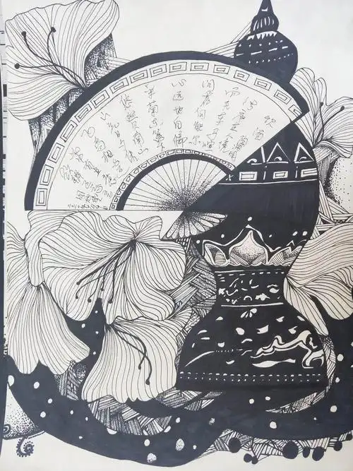 线绘黑白奥妙——锡林浩特市实验二校(4——6年级)优秀线描画作品展