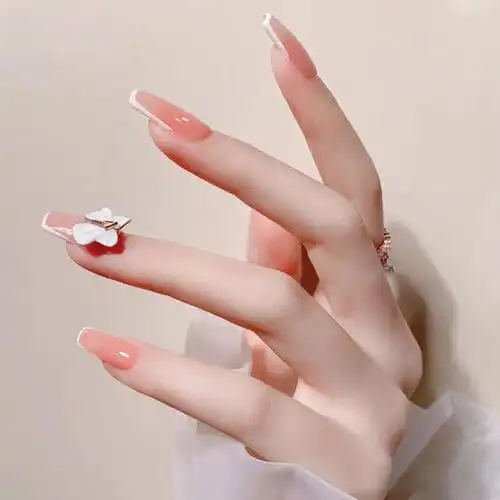 果冻蝴蝶穿戴甲新娘假指甲学生美甲长款指甲贴片可拆卸可反复摘戴