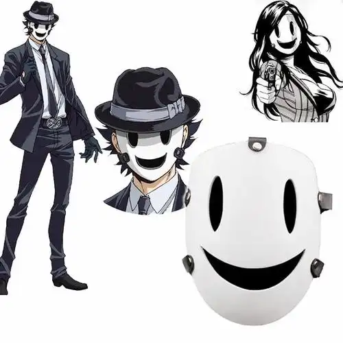 日本动漫天空侵犯半脸树脂面具 工厂化妆舞会笑脸cos道具面罩面具