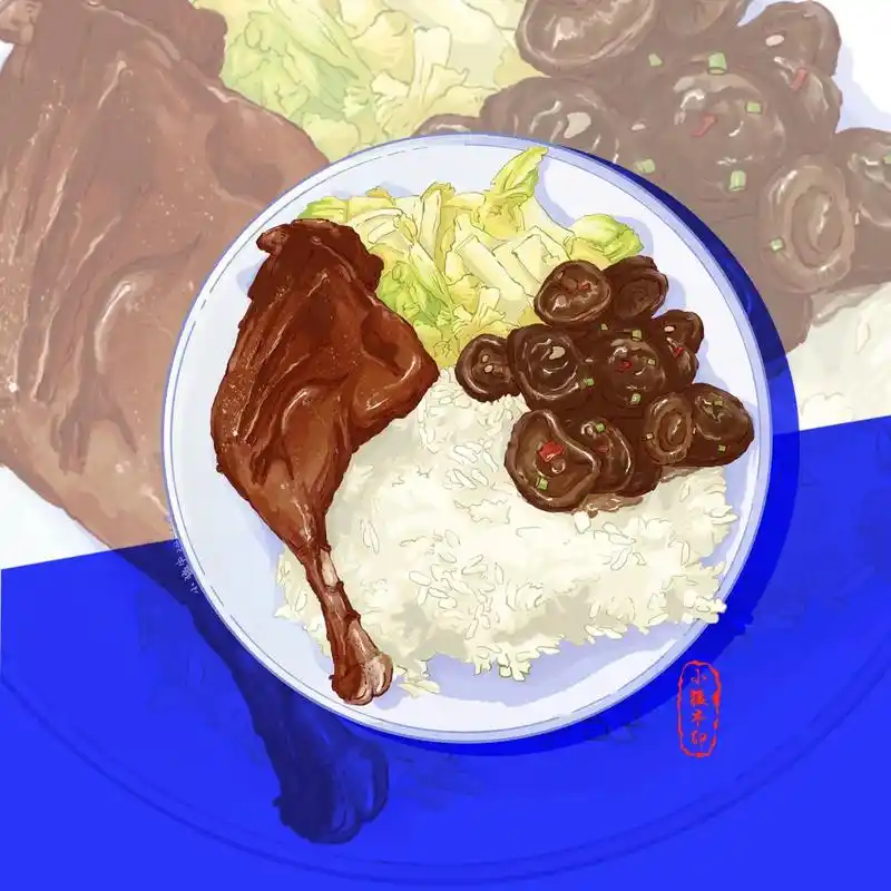 procreate插画美食|(带线稿)招牌鸭腿饭 饭店招牌菜 - 抖音