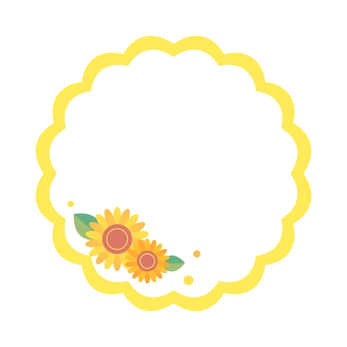 向日葵花边标签边框底纹电商