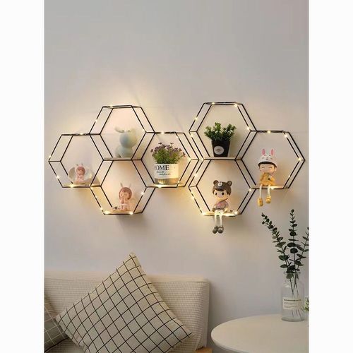 全套墙上置物架内饰品挂壁少年手办置物架照片墙组合挂墙格子墙上