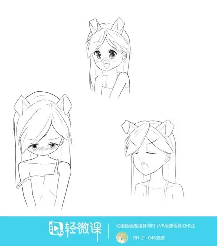 作业:动漫人体绘画学习之日式漫画人体比例画法与训练 - rh-21-046