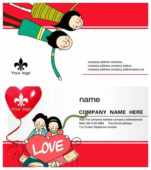 爱情婚庆卡通名片psd模板