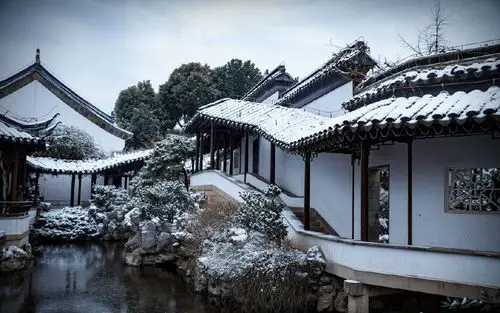 雪后园林美景高清桌面壁纸