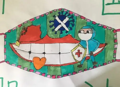 温暖在身边——防疫知识宣传活动之创意口罩我来画 写美篇口罩设计:三