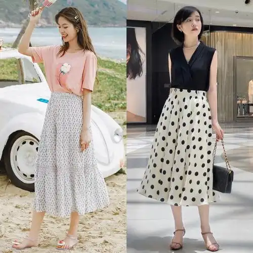 波点裙的搭配思路look1:休闲上衣 波点半身裙总而言之,波点半身裙是