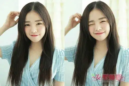 小脸女生拉直长发一步到位美起来 年轻更显可爱风格长直发发型(4)