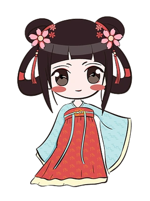 矢量卡通人物古装少女q版人物