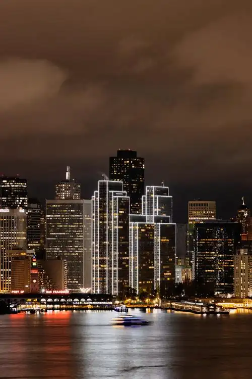 热闹的城市江滨夜景图片,高清图片