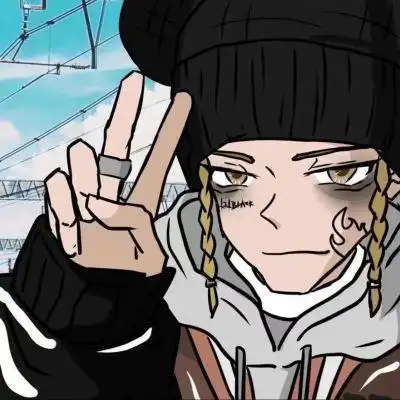 手绘嘻哈风酷酷的动漫情侣头像一对