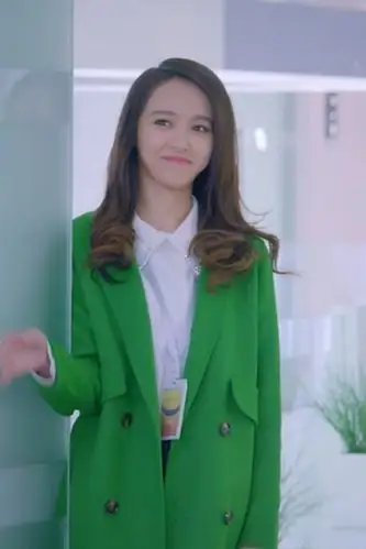 克拉恋人唐嫣同款 中长款绿色毛呢大衣