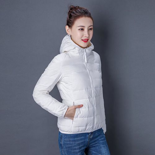 kwgo轻薄短款羽绒服女新款洋气冬季外套品牌奢华羽绒外套女 带帽白色