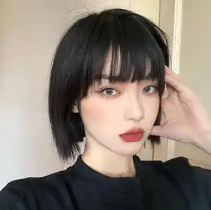超a漫画刘海齐耳短发一刀切波波头日系甜美假发女短直发自然头套