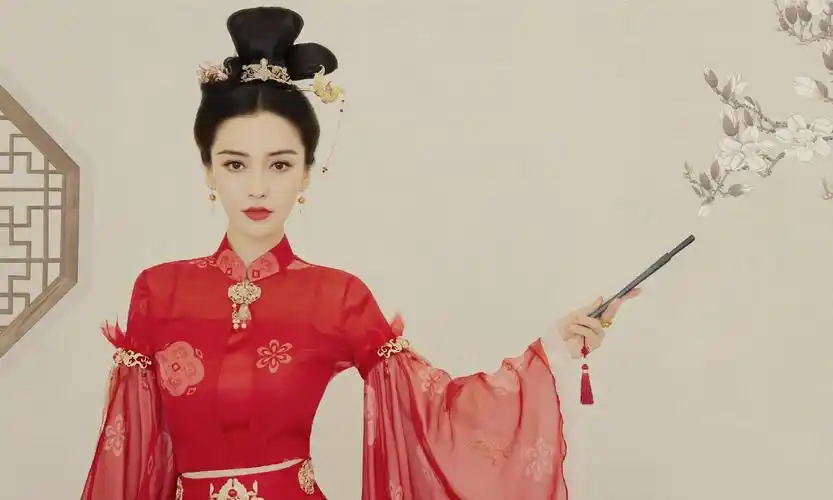 angelababy红衣惊艳古装造型照片杨颖金簪红衣造型美吗