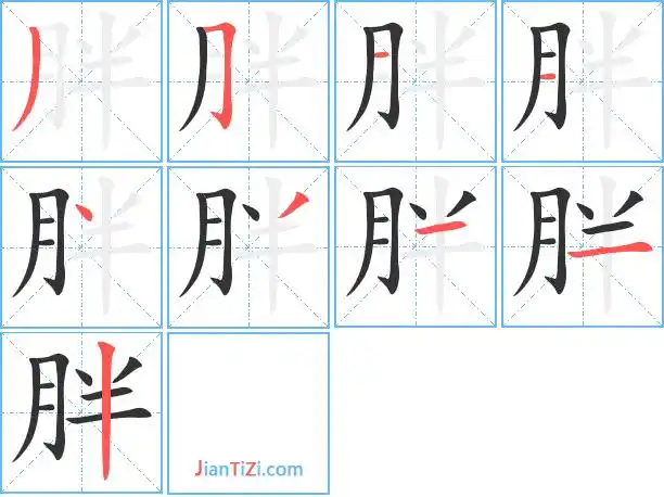 真笔字眫胖火星文字眫胖拆分文字月半胖的部首月胖笔画数9胖五笔编码