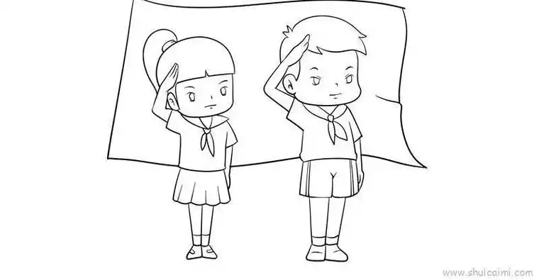 敬礼的简笔画的小学生戴红领巾敬礼的小学生简叔叔卡通简笔画大全升