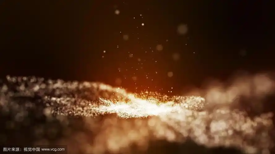 暗金黄色和发光粒子圈抽象背景与光线效果.