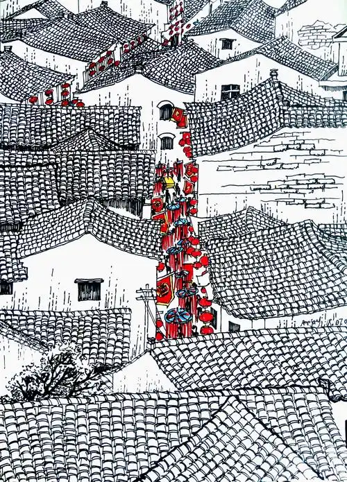 来一个这种系列的徽派建筑_朝画-站酷zcool