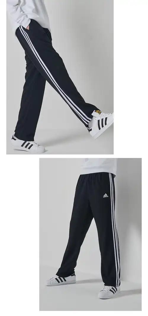 阿迪达斯adidas 秋季长裤男士运动裤针织裤三条杠时尚百搭运动休闲