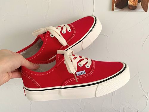 布鞋纯色少女运动鞋两穿平底小白鞋女生红色帆布帆布鞋