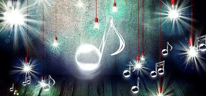 背景,灯,灯光,音乐符号,字母效果,发光的音乐符号,海报banner,浪漫