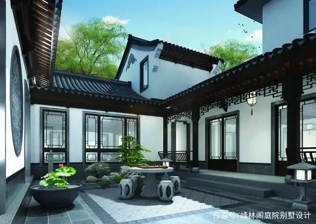 新中式庭院景观设计禅意中式风格别墅私家花园林前后院子效果图片北方