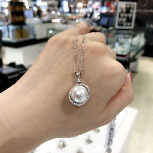 西班牙百年皇室品牌majorica镶钻弧形半圆环12毫米珍珠项链锁骨链