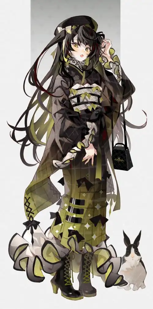 酷酷的二次元少女9478947894黑色系蕾丝好绝呀#插画分享